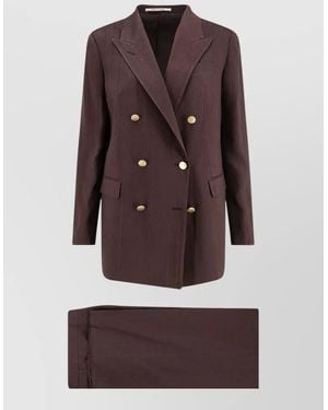 Tagliatore Jasmine Pinstripe Linen Viscose Tailored Suit - Brown