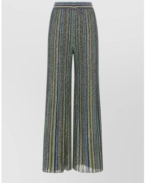 Missoni Viscose Blend Striped Wide Leg Pants - Green
