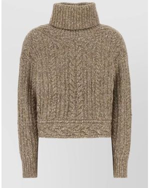 Isabel Marant Brenda Turtleneck Cotton Blend Cable Jumper - Natural