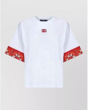 Dolce & Gabbana Short Sleeve Majolica Print Crewneck Top - White