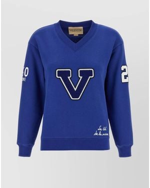 Valentino Garavani Cotton Printed Sweatshirt - Blue