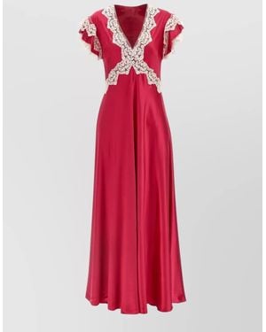 Alberta Ferretti Satin Maxi Dress - Red