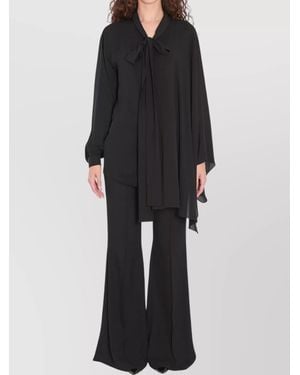 Balenciaga Silk Asymmetric Lavalliere Blouse - Black