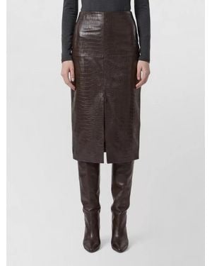 FEDERICA TOSI Crocodile Print Midi Length Skirt - Black