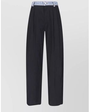 Alexander Wang Tailored Pants Belt Loops Button Detail - Blue