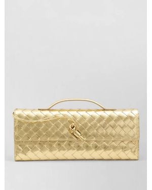 Bottega Veneta Andiamo Laminated Leather Clutch Bag - Natural