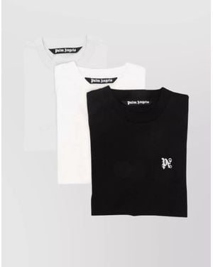 Palm Angels Cotton Pack Of Three Crew Neck T Shirts - Black