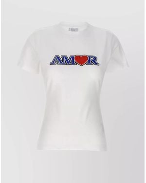 Vetements Love Crew Neck Embroidered Graphic Print T-Shirt - White