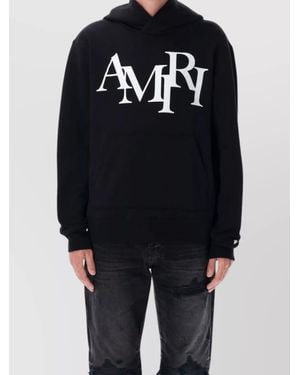 Amiri Hoodie Staggered Relaxed Fit Ribbed - Black