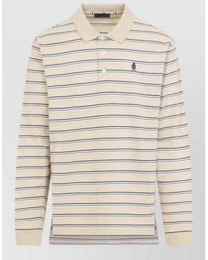 Prada Striped Piqué Slim Polo Shirt - Natural