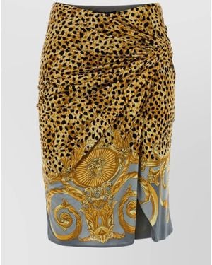 Versace Printed Draped Midi Skirt - Multicolour