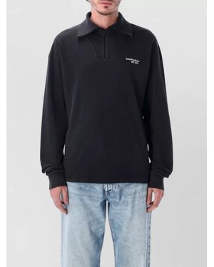 Acne Studios Organic Cotton Half Zip Funnel Sweatshirt - Blue