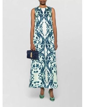 F.R.S For Restless Sleepers Silk Dress Floral Print Maxi Length - Blue
