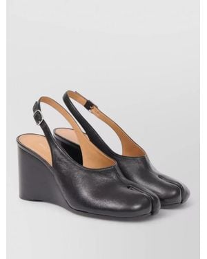 Maison Margiela Leather Wedge Slingback Court Shoes - Grey