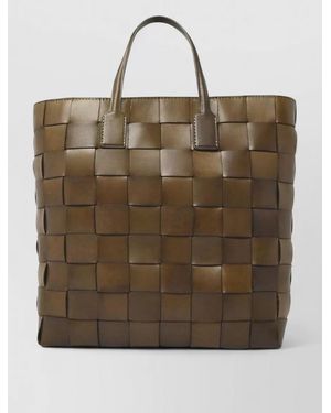 Dragon Diffusion Vintage Mesh Tote Leather Tote Bag - Brown