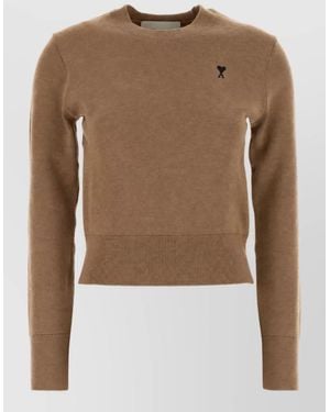 Ami Paris Merino Wool Jumper - Brown