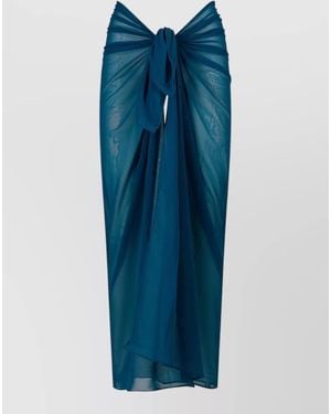 Fisico Tulle Maxi Skirt High Waist Sarong Tie - Blue