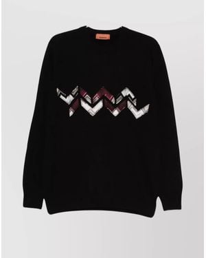 Missoni Wool Sweater With Zigzag Detail And Long Sleeves - Black
