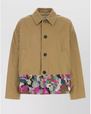 Dries Van Noten Robinson Cotton Overcoat Collared Floral Panel - Multicolour