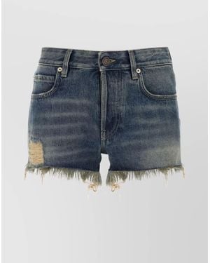 Balenciaga Denim Straight-Leg Short Shorts - Blue