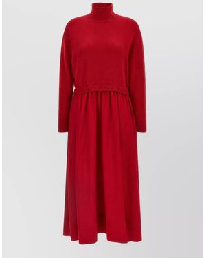 Polo Ralph Lauren Wool Ribbed Turtleneck Long-Sleeve Flared Maxi Dress