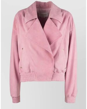 Genny Double Breasted Coat Button Detail Hem - Pink