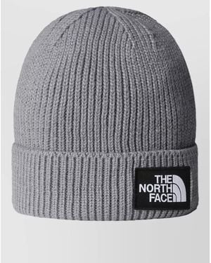 The North Face Wool Beanie Ribbed Texture Folded Cuff - Grey