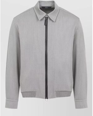 Brioni Zip Up Wool Blouson Jacket - Gray