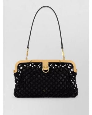 Dolce & Gabbana Amanda Crochet Clutch Bag Hardware - Black