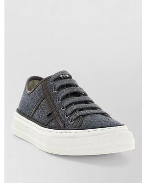 Brunello Cucinelli Lace Up Sneakers Wool Upper Sole - Gray