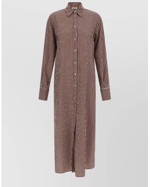 Le twins Striped Cotton Poplin Midi Shirt Dress - Brown