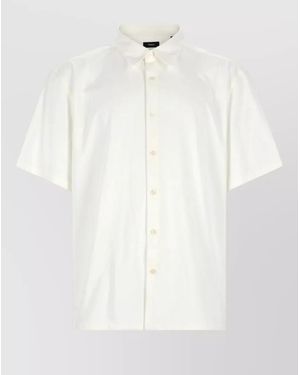 Theory Straight Shirt Top Pointed Collar Short Sleeves - White