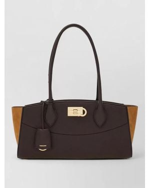 Ferragamo Calf Leather Tote Bag - Black