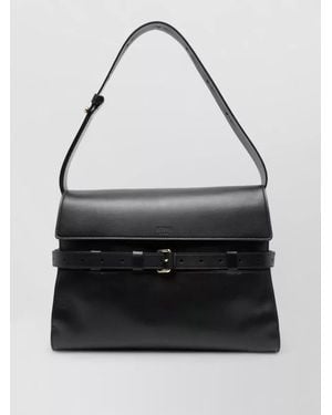 Moschino Rectangular Shoulder Bag Adjustable Strap Buckle - Black