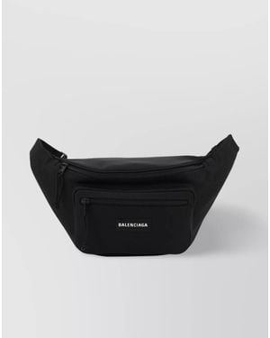 Balenciaga Adjustable Strap Waist Pouch With Front Zip Pocket - Black