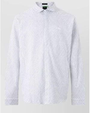 BOSS Regular-Fit Checked Shirt - White