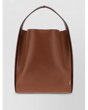 Jil Sander Leather Pivot Bucket Bag Top Handle - Brown