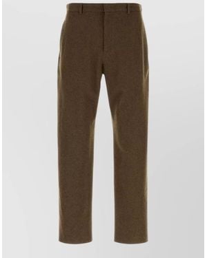 Jil Sander Tailored Felt Trousers Belt Loops Buttoned Pockets - Brown