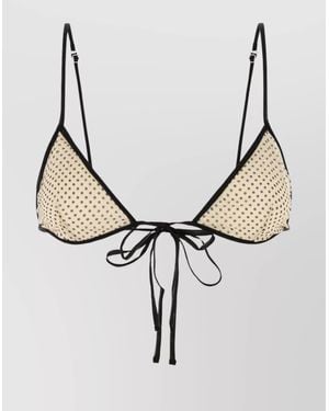 Prada Sheer Polka Dot Bra With Adjustable Straps - Natural
