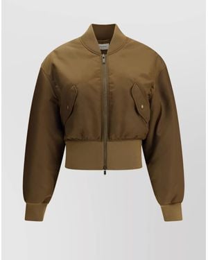Saint Laurent Glossy Nylon Bomber Jacket - Natural