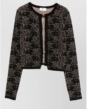 Elisabetta Franchi Lace Knit Cropped Cardigan - Black