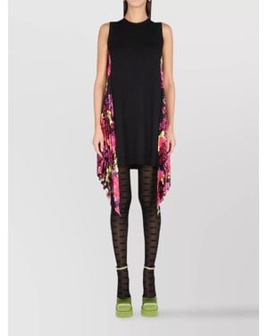 Versace Pleated Wool Mini Dress - Black