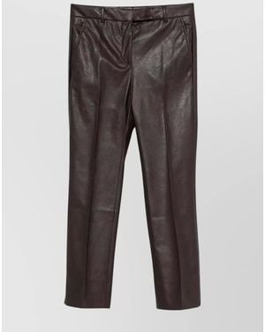 Incotex Faux Leather Slim-Fit Straight Trousers - Grey