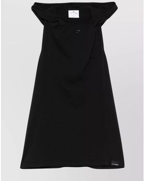 Courreges Cotton Hooded Logo-Embroidered Racerback Tank Top - Black