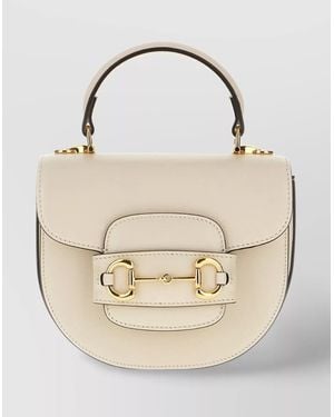 Gucci Mini Horsebit 1955 Handbag With Structured Silhouette - Natural