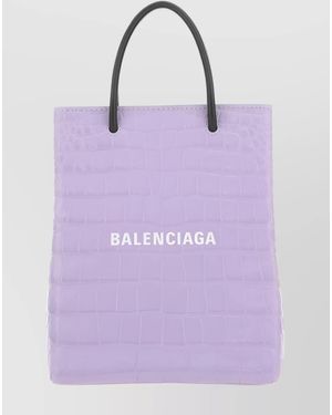 Balenciaga Cabas Leather Tote Bag - Purple