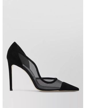 Jimmy Choo Brigitte Court Shoes Mesh Panels Pointed Toe Stiletto - Black