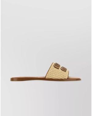 Miu Miu Raffia Slides - Metallic