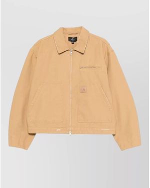 Represent Utility Jacket Chest Pocket Collared Front Pockets - Natural