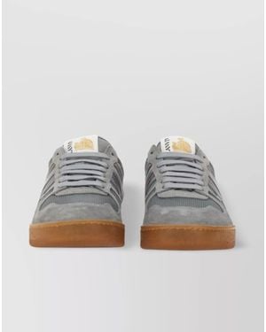 Lanvin Leather Mesh Low-Top Trainers - Grey